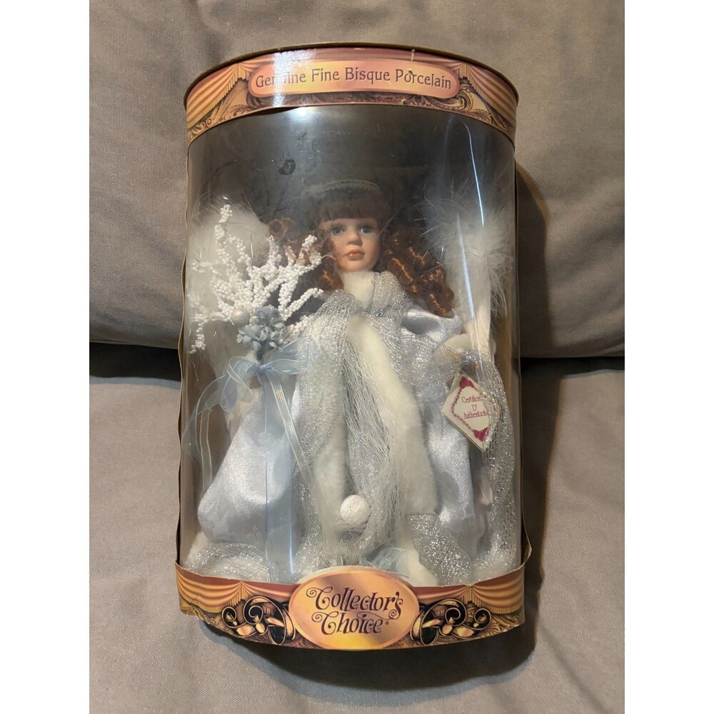 Collector’s Choice Fine Bisque Porcelain Angel Doll – Silver Winter Outfit – NIB